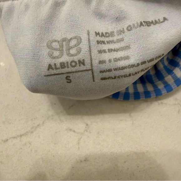 Albion Blue Gingham swim top with Ruffled Sleeves - Picture 4 of 4